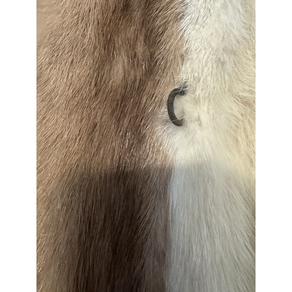 Vintage Mink Fur Coat Women S/M White & Brown Two Tone Stroller Length 1970s - Picture 5 of 9